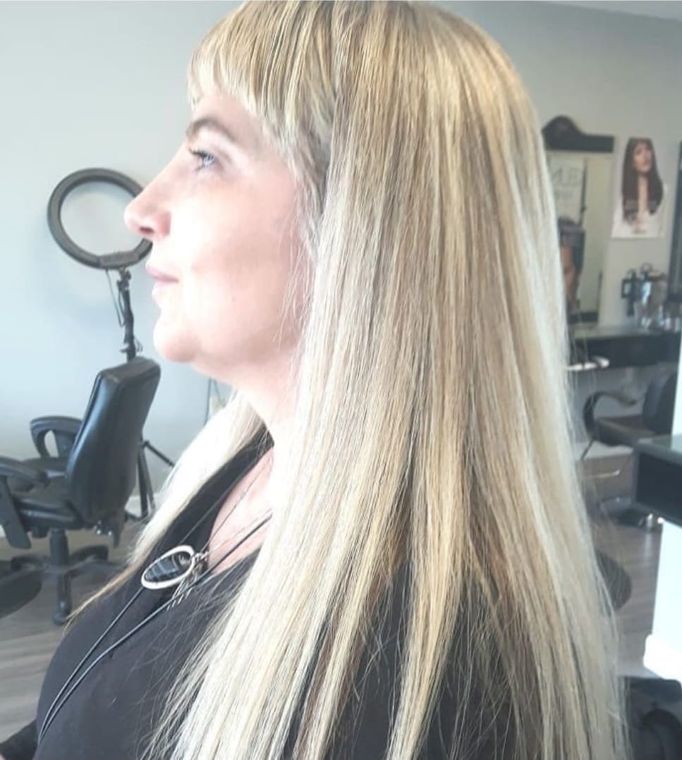 Blonde hair colour and hair cut by Sania M Hairstylist, hairdresser based in Guelph.