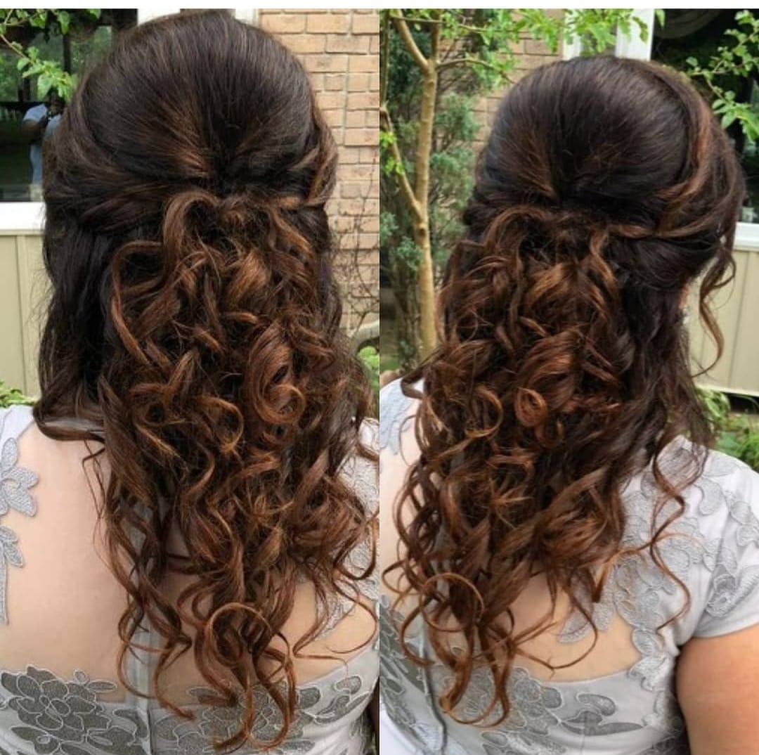 Hair curling and half up - half down hairstyling by Sania M Hairstylist, hairdresser based in Guelph.