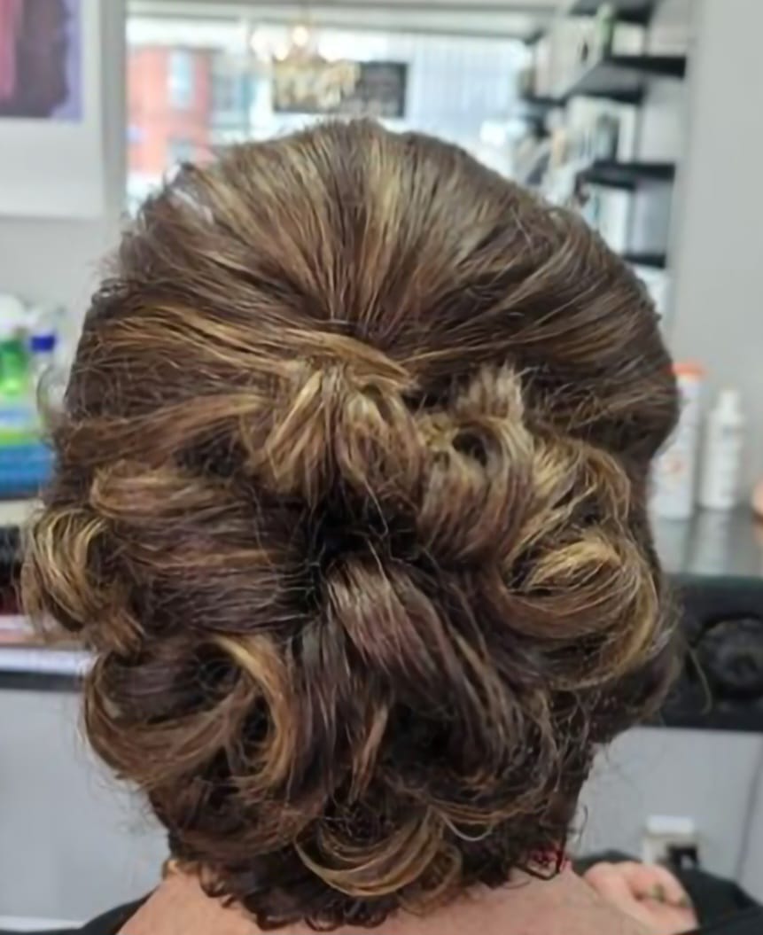 Up-do hair style by Sania M Hairstylist, hairdresser based in Guelph.