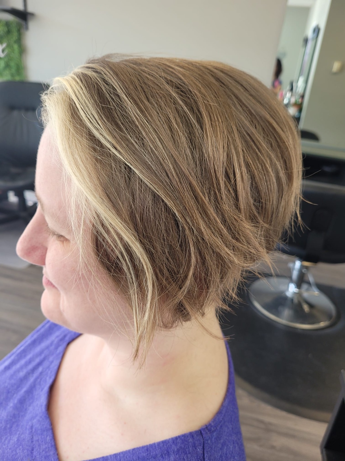 Dirty Blonde hair colour and hair cut by Sania M Hairstylist, hairdresser based in Guelph.