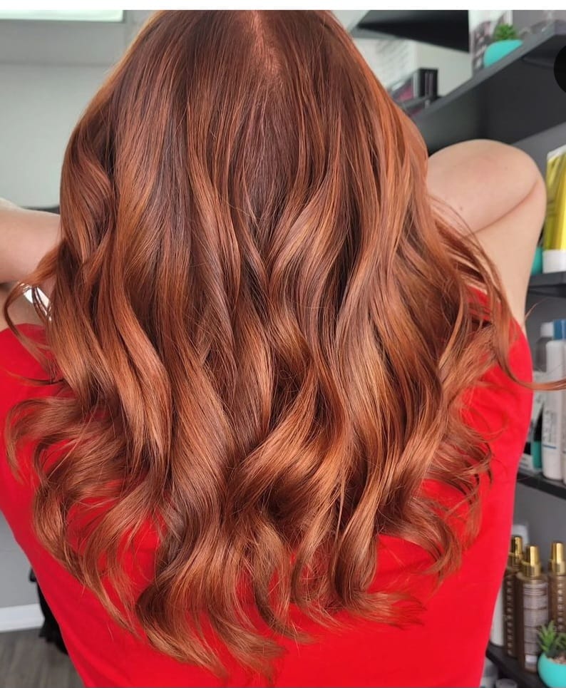 Red hair colour and hair cut by Sania M hairstylist, hairdresser based in Guelph