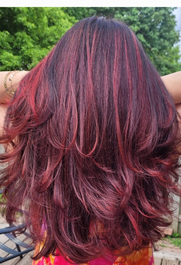 Red hair colour and haircut by Sania M Hairstylist, Guelph based hairdresser